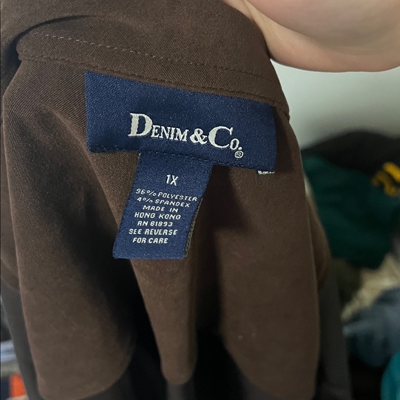Denim&Co Deep Brown Button-Front Shirt Jacket - Picture 2 of 2